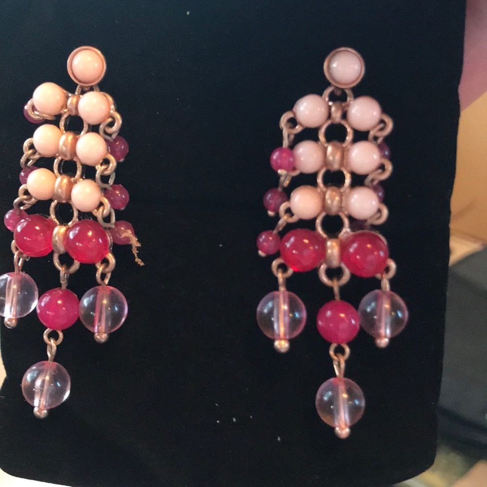 Pink and gold beaded earrings